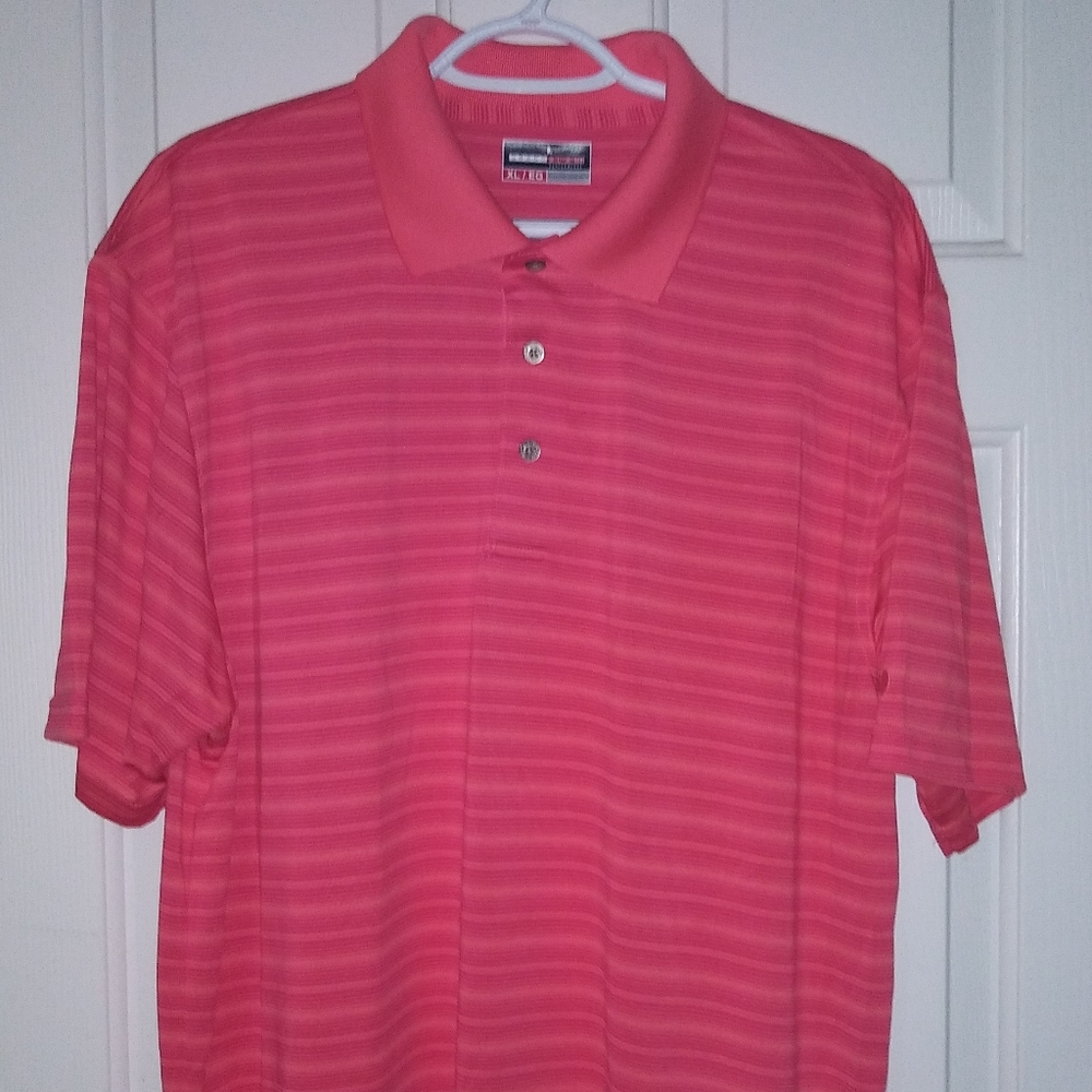 GRAND SLAM Coral stripe Performance polo - XL/EG